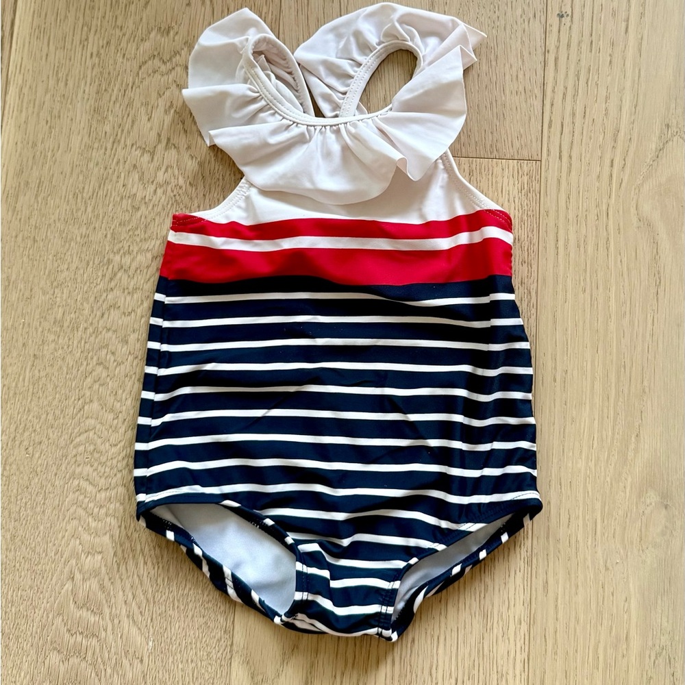 Striped Navy and Red Kids Swimsuit